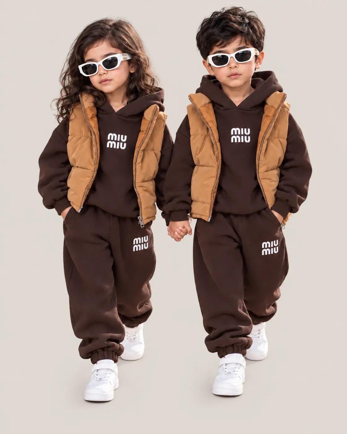 ست هودی شلوار بچگانه قهوه ای